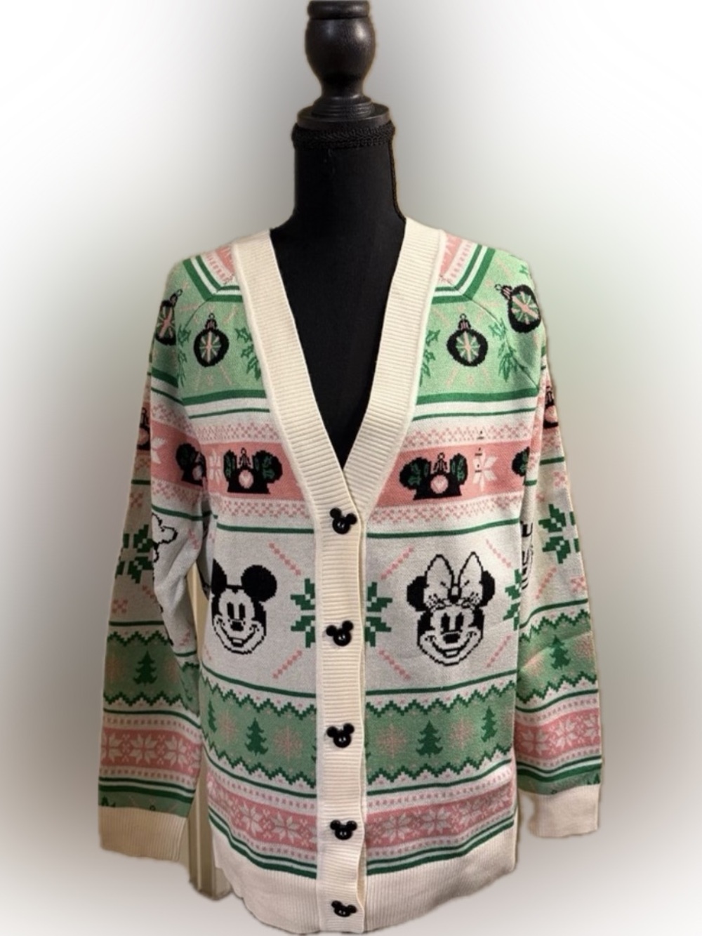 Disneyland Park Authentic Christmas Cardigan Beige Holiday Sweater 2025 Small